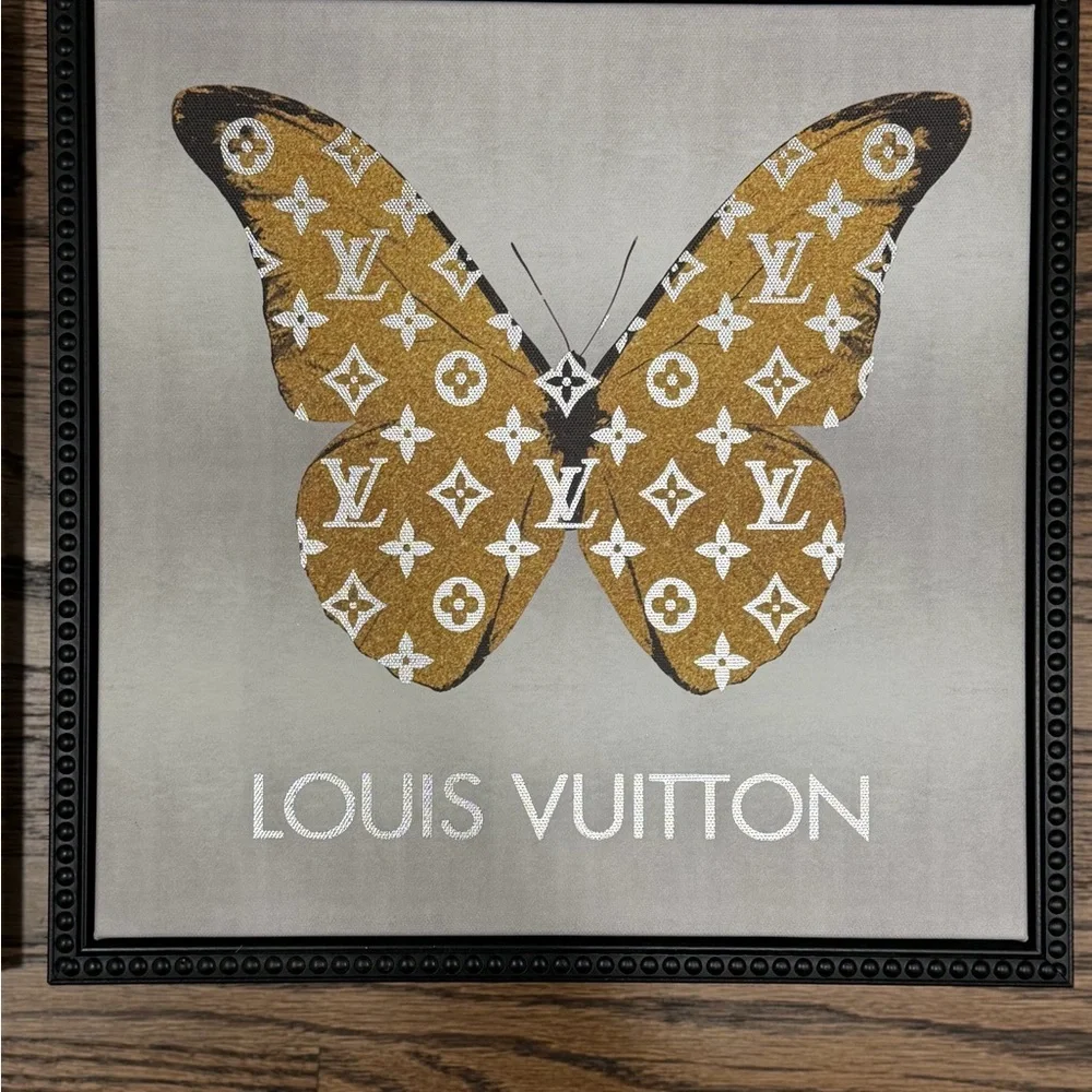 Louis Vuitton & Chanel Butterfly Logo Wall Art Duo - Black & Gold - Picture 2 of 5